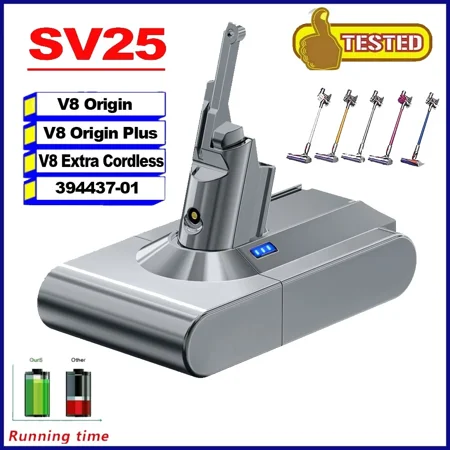 6.4Ah Battery for Dyson V8 SV10 Li-ion Animal Absolute Fluffy Vacuum 21.6V