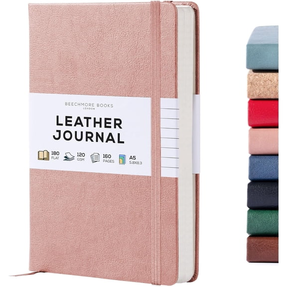 Lined Journal Notebook, 5.8 x 8.3 inch, A5 160 Lined Pages, Hardcover Leather Journals for Women, Men, Writing and Notebooks for Work - 120 GSM Thick Paper, Gifts Box Included
