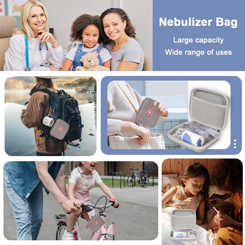 Portable Nebulizer Carrying Case - Travel Medical Bag for Inhaler, Pills & Supplies - Compact & Hard E