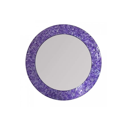 DecorShore 24" Round Mosaic Wall Mirror in Ultra Violet - Purple Decorative Wall Mirror