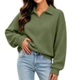 thumbnail image 2 of Women's Knit Sweatshirts,Collared Long Sleeve Loose Casual Solid Pullover Tops,Vacation Travel Outfit, 2 of 6