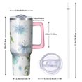 thumbnail image 2 of Floral 40oz Tumbler– Stainless Steel Insulated Tumbler with Handle and Straw, Large Capacity Travel Cup for Hot & Cold Drinks,Thanksgiving,Christmas, Spring,Flower, 2 of 6