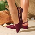 thumbnail image 3 of Rokment Womens Pointed Closed Toe Dressy Sandals Summer Fall Fashion Casual Leather Chunky Block Low Heels Slip on Slingback Dress Shoes for Business Office Wine Size 6.5, 3 of 4