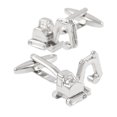 thumbnail image 1 of 1 par de gemelos con forma de excavadora, tachuelas para camisa de hombre chapadas en plata para fiesta de boda de negocios, 1 of 5