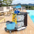 thumbnail image 6 of Commercial 3-Shelf Janitorial Cart with 2 Cabinets,Cleaning Cart on Wheels with Cover, Shelves & Oxford Storage Bag, 6 of 7