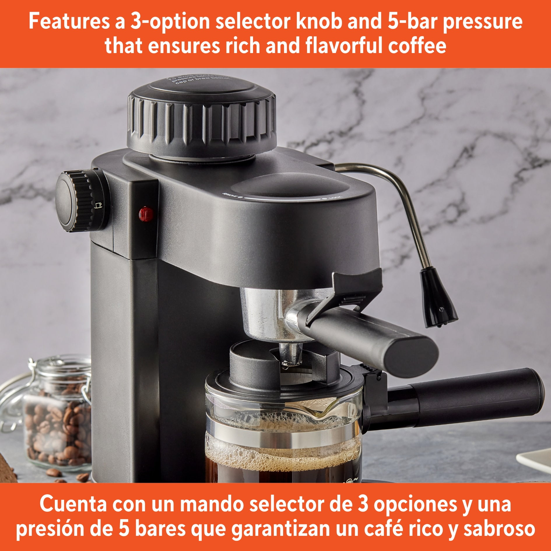 IMUSA 4cup Electric Espresso Cappuccino Maker, Black