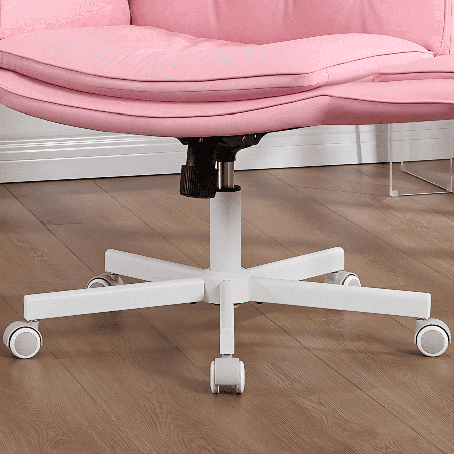 TMV Vanity Chair Oversized, Criss Cross Design Office Desk Chair - Big & Tall Computer Chair with Foldable Arms, Swivel and Wheels,Pink