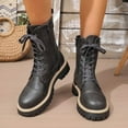 thumbnail image 5 of UngA Combat Boots for Women Lace Up Boots Low Heel Ankle Booties Winter Womens Boot Grey,Size 6, 5 of 7