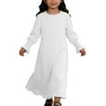 thumbnail image 2 of LYHaoo Elegant Girls Dress With Floral Lace Hem And Round Neck Pure Color Party Gown For And Celebrations，Girls A Line Dresses Sizes 5-6 Years White, 2 of 5