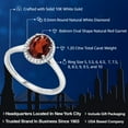 thumbnail image 2 of Gem Stone King 10K White Gold Diamond Halo Engagement Ring set with 1.20 Ct Oval Red Garnet, 2 of 6