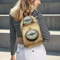thumbnail image 5 of Disketp Magnetic Old Compass On World Map print Canvas Backpack Lightweight Travel Daypack Student Rucksack Laptop Backpack-Small, 5 of 5