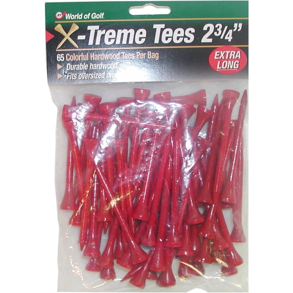 NEW Jef World of Golf X-Treme Wood Tees 2 3/4" 65pk - Red