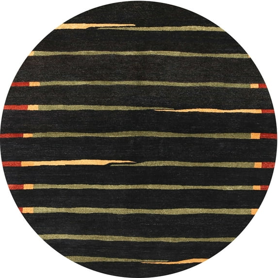 Ahgly Company Indoor Round Contemporary Chocolate Brown Abstract Area Rugs, 5' Round