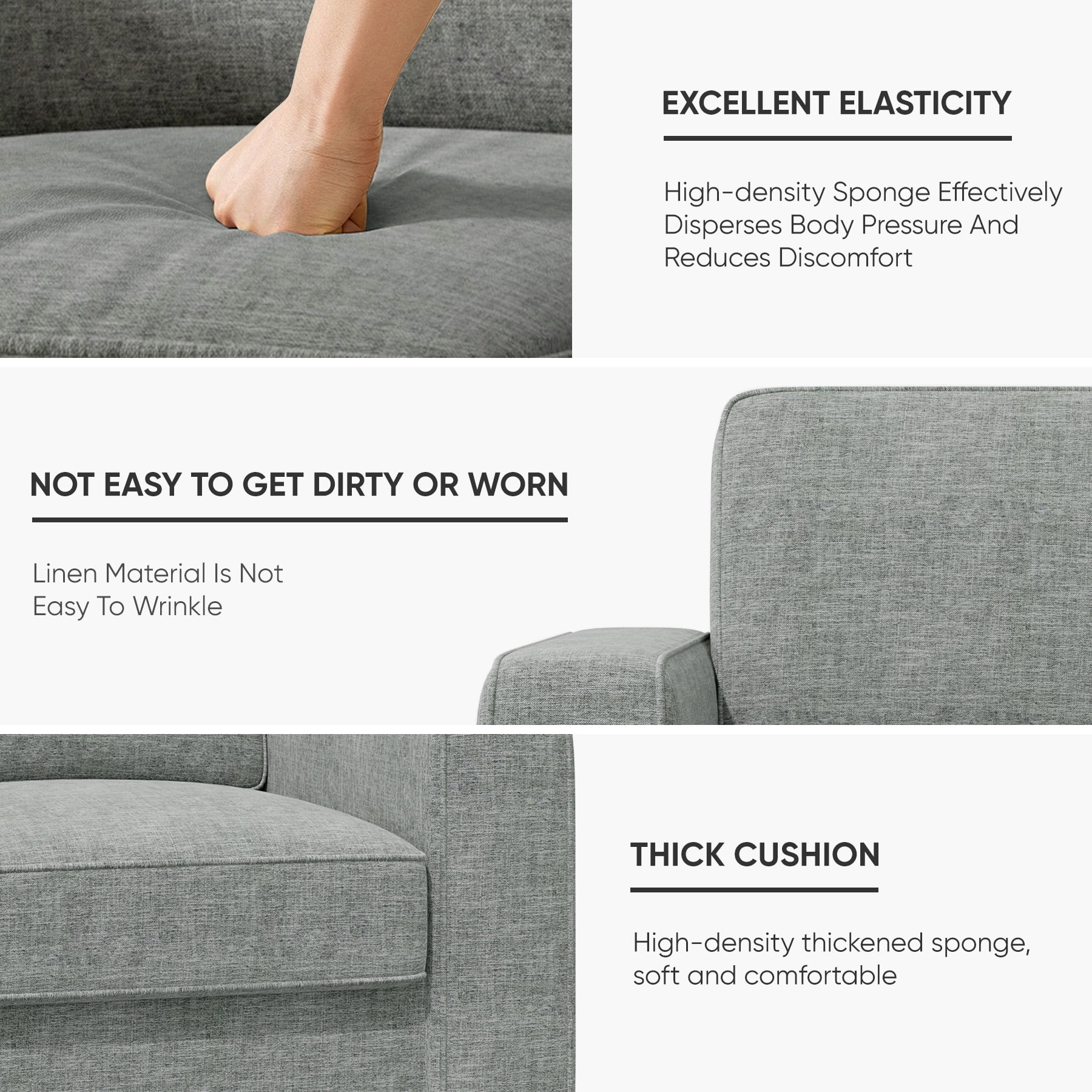 Hawsaiy Swivel Accent Chair, Mid-Century Modern Linen Armchair with Extra Wide Armrests, Comfy Single Sofa Chair for Living Room, Bedroom, Office,Gray