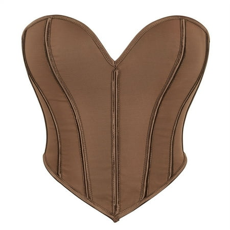 POIUYTR Corset Womens Overbust Lace Up Waist Cincher Boned Bustier Bodyshaper Crop Tops