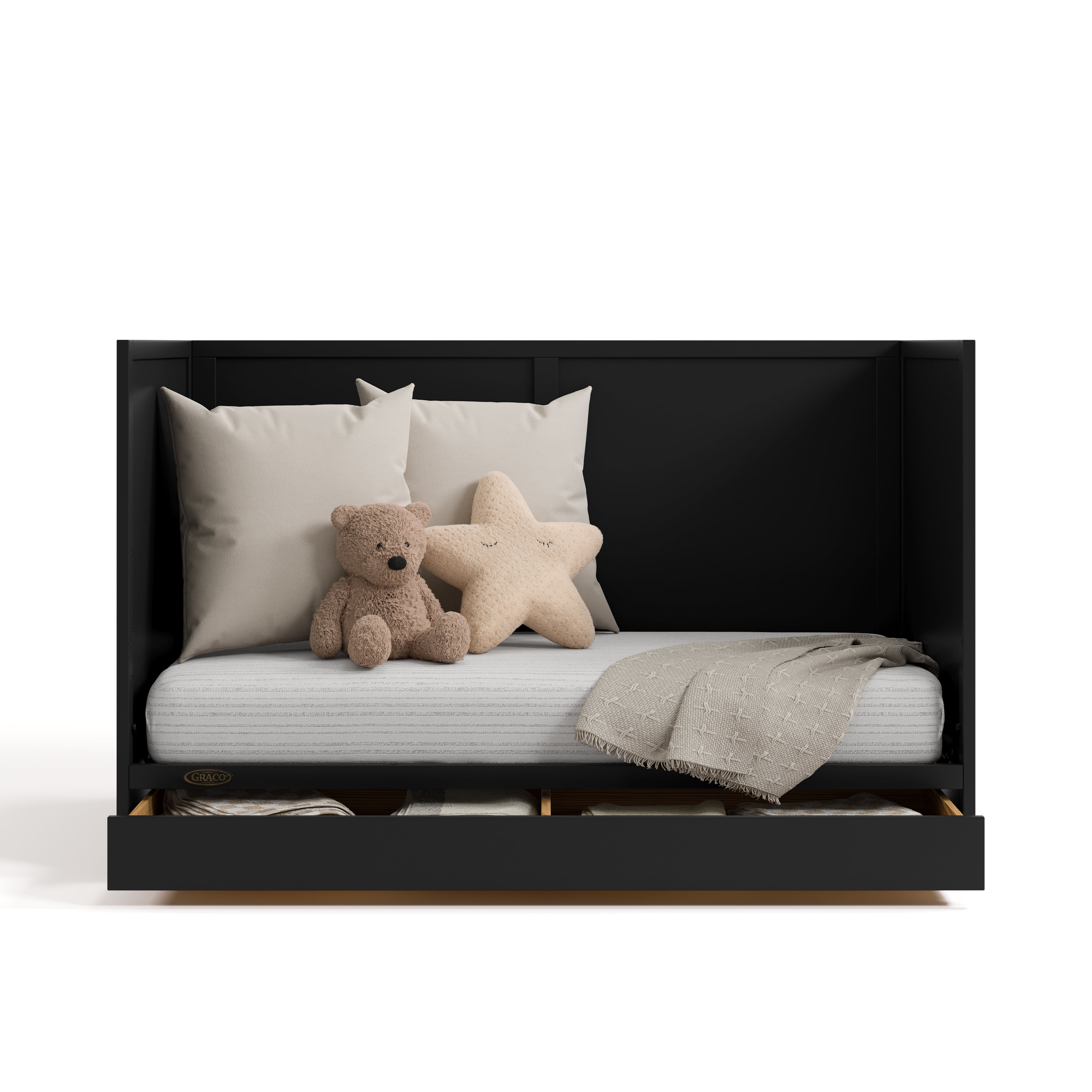 Graco Theo 3-in-1 Convertible Baby Crib with Drawer, Black