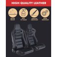 thumbnail image 4 of PUDO Automotive Racing Seats All Black Race Seat Simulator Leather Bucket Seats for Cars with Double Slider 2 Pcs Racing Cockpit Front-Back Adjustable, 4 of 7