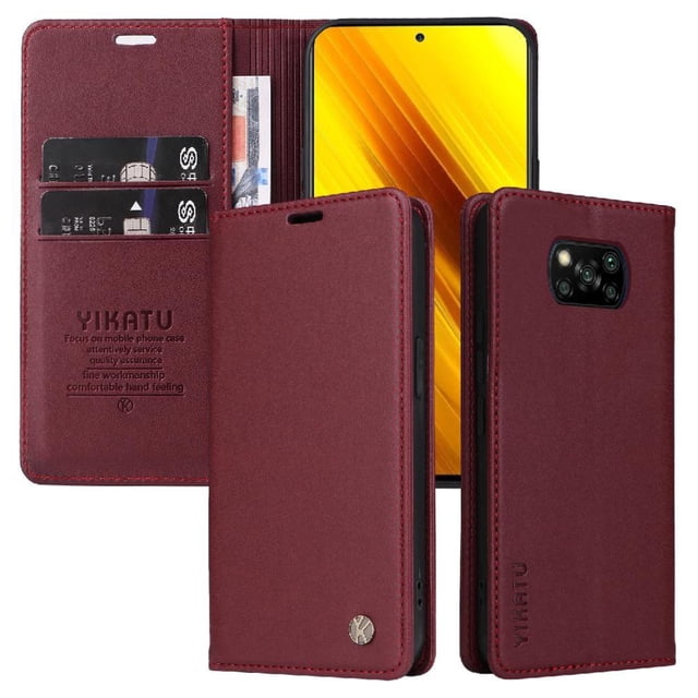 Funda para Xiaomi POCO X3 NFC/X3 Pro Estuche de Cuero PU Tipo Cartera con Ranuras para Tarjetas y Cierre Magnético