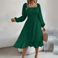 thumbnail image 7 of Odbmxy Long Sleeve Women's Midi Dress A-Line Woman Dresses Plus Size Peplum Solid Color Fairy Tunic Regular Dresses,Green S, 7 of 7