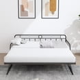 thumbnail image 6 of UHOMEPRO Metal Twin Daybed with Adjustable Trundle, Twin Size Daybed Sofa Bed with Pop Up Trundle, 2 Beds Design Sleeper Bed Frame for Guest Room and Living Room, Black, 6 of 12
