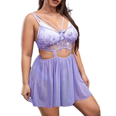 

Floral Print Babydolls Lilac Purple Plus Size Sexy Lingerie (Women s)