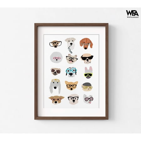 Dogs with Glasses by Hanna Melin, Doggo Wall Art, Cute Dog Nursery Print, Baby Nursery Gift Idea, Gender Neutral Playroom Decor