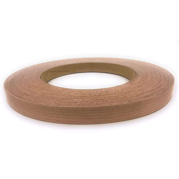 Edge Supply Cherry Preglued 13/16"" X 250' Rollo de bandas de borde de chapa de madera Cinta de madera flexible de cerezo Fácil aplicación Planchar con adhesivo termofusible. Acabado lijado liso. Hech