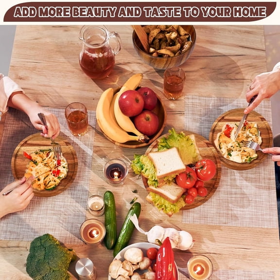 12 Pcs Acacia Wood Dinnerware Set