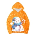 thumbnail image 4 of Girls Winter Snowman Hoodie Warm Long Sleeve Pullover Christmas Theme Cozy Kids Sweatshirt For Holiday Outfits, 4 of 4