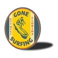 thumbnail image 4 of Gone Surfing Key West Florida, Surfer Aluminum Metal Decor Sign - 12" Round, 4 of 4