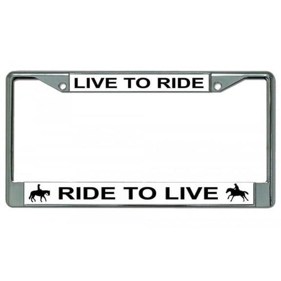 212 Main LPO4689 6 x 12 in. Live to Ride & Ride to Live Horse Chrome License Plate Frame