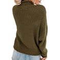 thumbnail image 4 of PrettyGuide Women's Turtleneck Sweater Batwing Sleeve Oversized Knit Tops Loose Chunky Pullover S ArmyGreen, 4 of 7