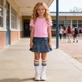 thumbnail image 5 of Cethrio Girls Cotton Outfit Sets, Summer Short Sleeve 3 Piece T-shirts Skirts and Socks Set Pink Size 10-12, 5 of 7