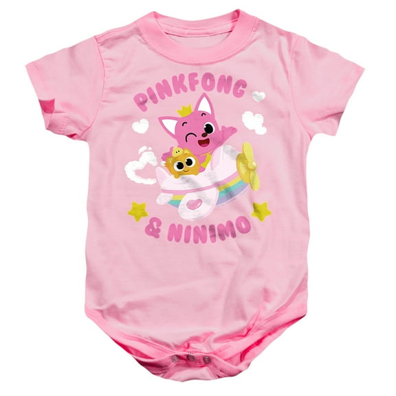 Pinkfong and Ninimo Flying Unisex Infant Snap Suit for Baby, Pink, Small