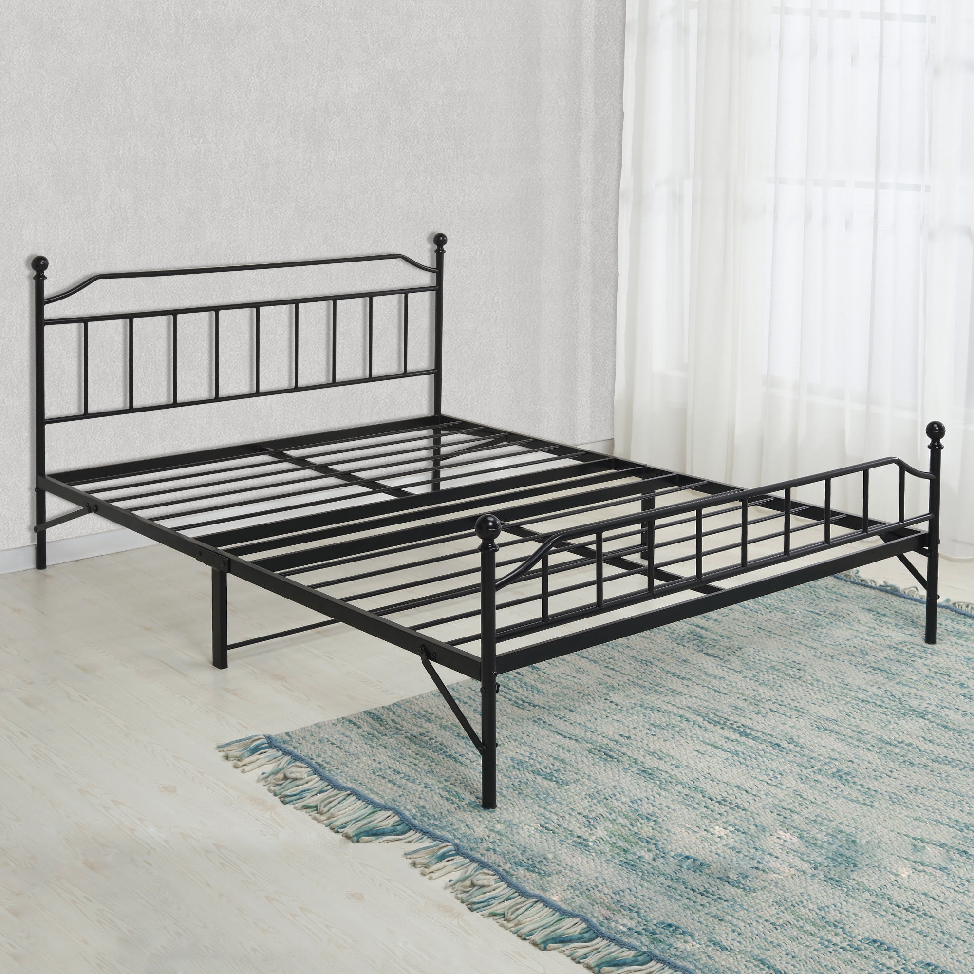 Best Price Mattress 12 Inch All-in-One Easy Setup Metal Platform Bed w/Steel slats and Headboard