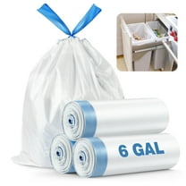 6 Gallon 1.6 Mil 60 Counts Strong Trash Bags Garbage Bags, Bathroom Trash Can Bin Liners,Leak-Proof Small Plastic Bags for Home Office Kitchen, White