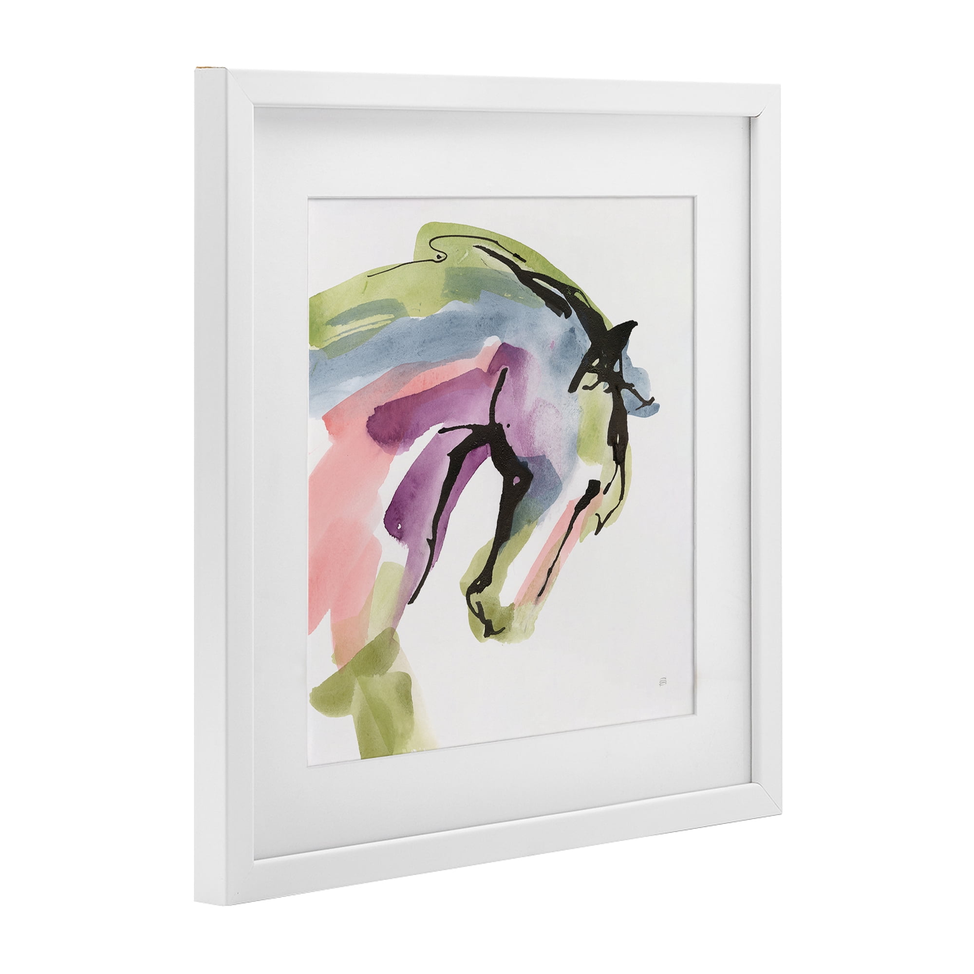 Stupell Industries Brushstroke Horse in Motion White Framed Print Under Glass, design by Chris Paschke