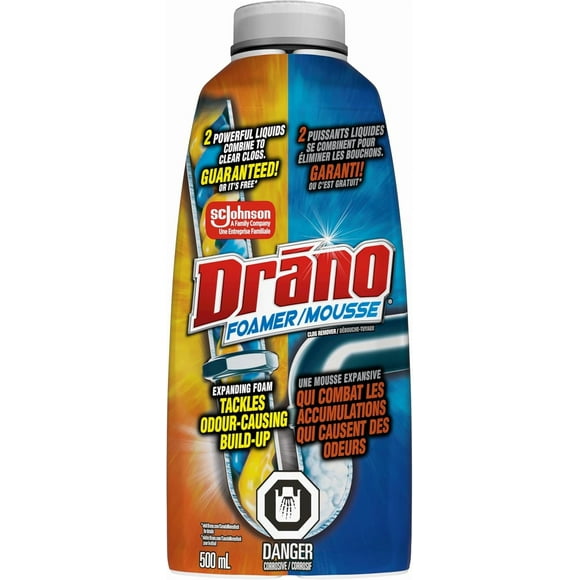 Drano Foamer Drain Clog Remover and Cleaner, Foam Fills Pipes to Unclog and Remove Hair, Soap Scum, Blockages, 500 ml (Pack of 1)