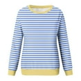 thumbnail image 4 of Outfmvch Sweaters for Women Womens Sweatshirt Women Sweatshirt Oversized Striped Crewneck â Long Sleeve 2024 Trendy Fall Fashion Pullover Preppy Clothes Hoodies for Women Z Blue2 L Sale, 4 of 5
