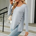 thumbnail image 5 of ZyeKqe Square Neck Tops for Women Long Sleeve Shirts Side Split Dressy Casual Blouses Loose Fitted Spring Top, 5 of 6
