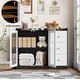 thumbnail image 5 of 43-pulgada coffee bar gabinete: sideboard buffet con glass doors, 3 cajones & adjustable estantes para kitchen y dining room (negra y blanca), 5 of 8