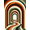 Orange, Pattern 8, variant on ODIKA 4' x 6' Machine Washable Non-Slip Area Rug, 70s geometric High Traffic Rug, Orange, 1164095