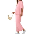 thumbnail image 3 of Women 2 Piece Outfits 3/4 Batwing Sleeve Pullover Tops and Wide Leg Pants Casual Lounge Set, 3 of 6