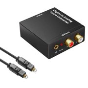 Digital to Analog Audio Converter with Aux 3.5mm Jack Output, Audio DAC Converter, Digital SPDIF Toslink Coaxial to Analog Stereo L/R Converter with Optical Cable and Power Cable