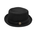 thumbnail image 3 of jiaxiM Pork Pie Hats for Men Summer Breathable Mesh Hat, Lightweight Packable Sun Protection Beach Outdoor Jazz Cap, Classic Bowler Hat Travel Party, 3 of 7