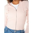 thumbnail image 4 of Celebrity Pink Zip Front Ribbed Sweater Hoodie, Women's, 4 of 4