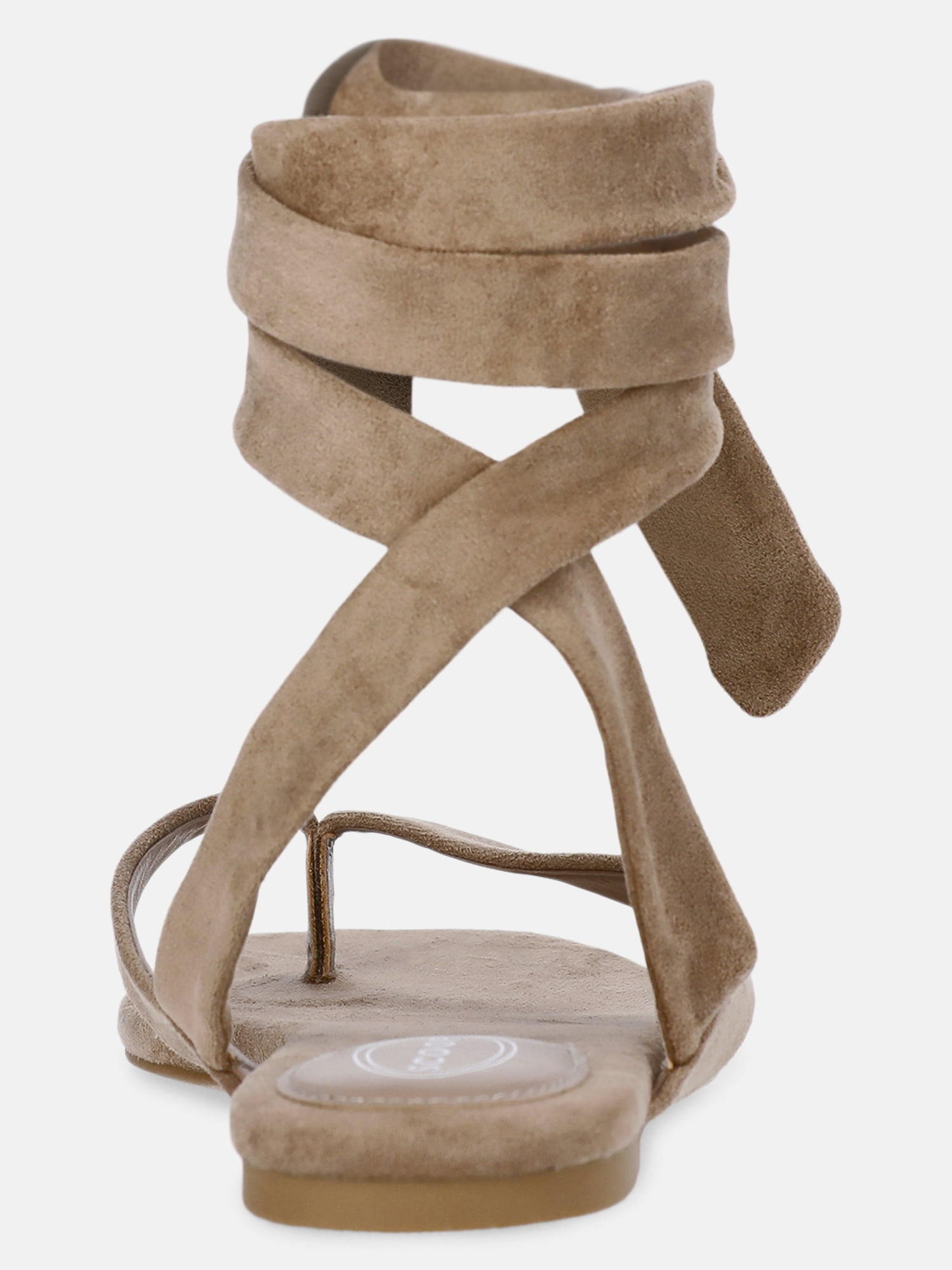 Scoop Women's Faux Suede Ankle Wrap Flat Sandals