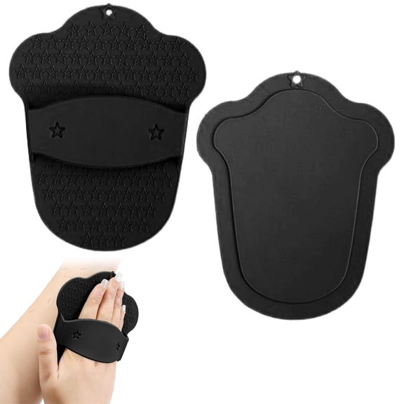 Food-Grade Soft Silicone Body Scrubber Shower Brush | Oimcto Handheld Cleansing Skin Brush, Gentle Exfoliating and Lather Well, Hygienic Bath Scrub for Women, Men - Black