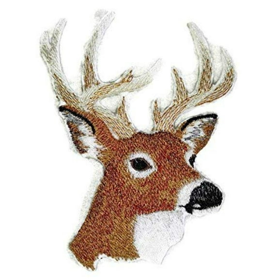 Deer Face Embroidered Iron on/Sew Patch [5" X 3.8"]