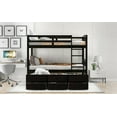thumbnail image 4 of Twin Size Solid Wood High-Rise Bed Frame with Trundle and Drawers, Espresso (No Box Spring Needed, Sturdy, Easy Assembly), 4 of 16